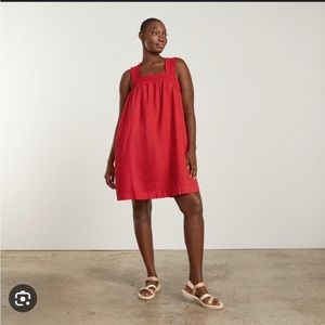 Everlane linen smocked dress, small